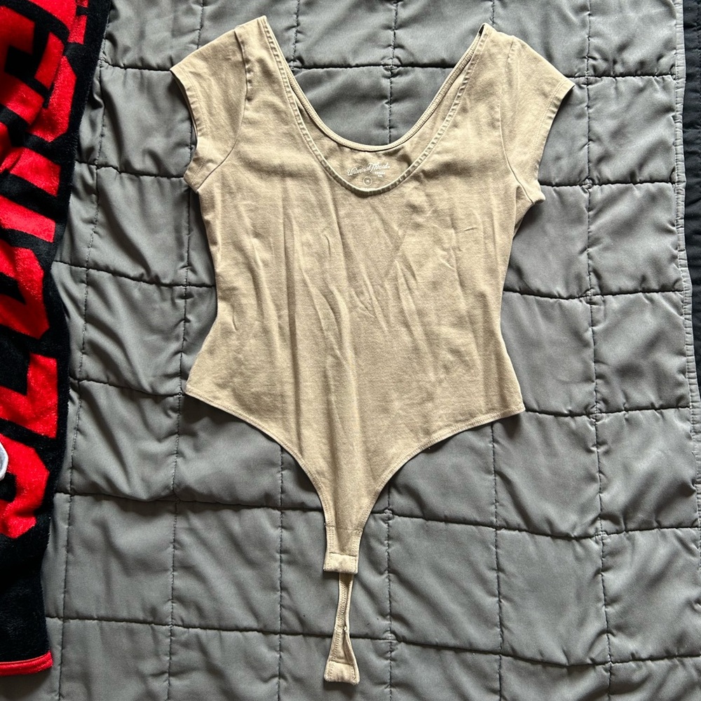 Beige Scoop Neck Bodysuit